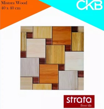 Motif Keramik Lantai 40x40 Merk Strata Mistora Wood
